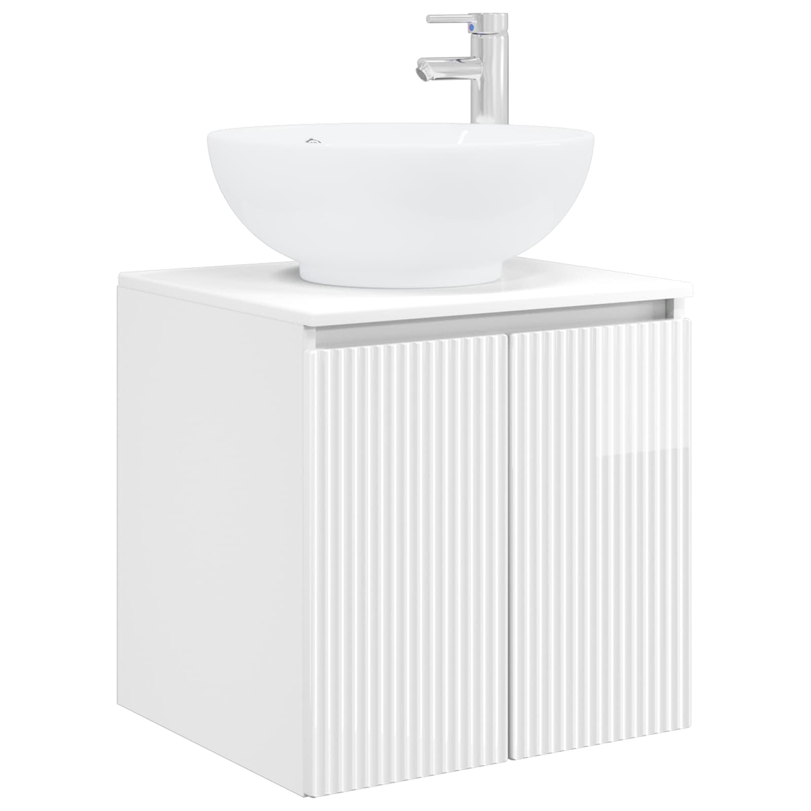 vidaXL Wall-Mounted Sink Vanity High Gloss White 49.5 x 44.5 x 65 cm 2