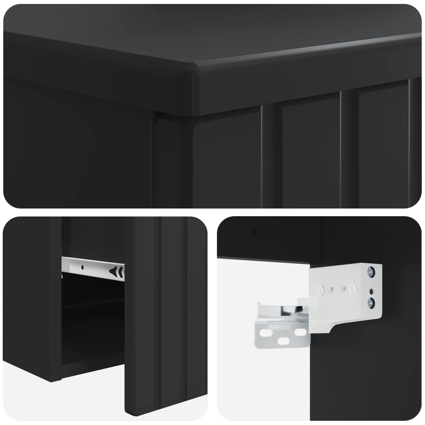 vidaXL Wall-mounted Sink Vanity Black 49 x 44.5 x 66.5 cm 5