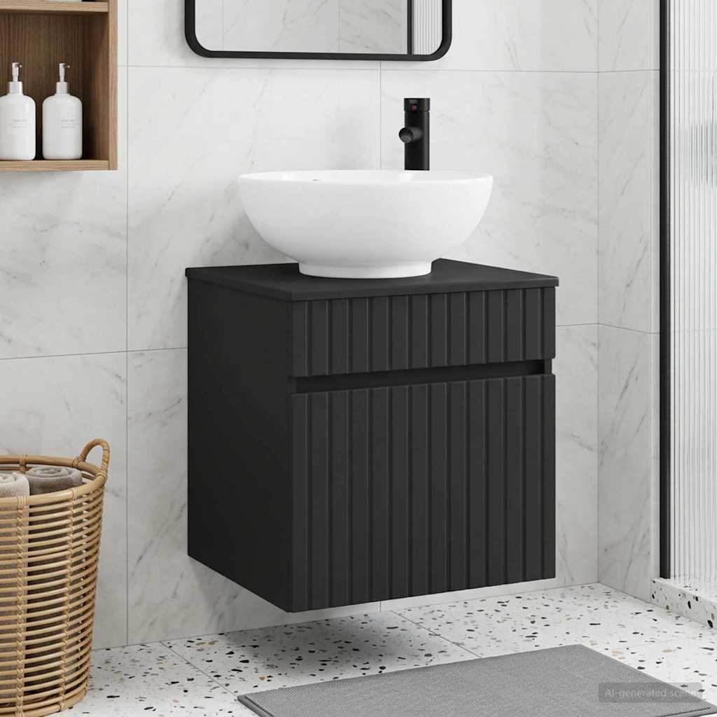 vidaXL Wall-mounted Sink Vanity Black 49 x 44.5 x 66.5 cm 1