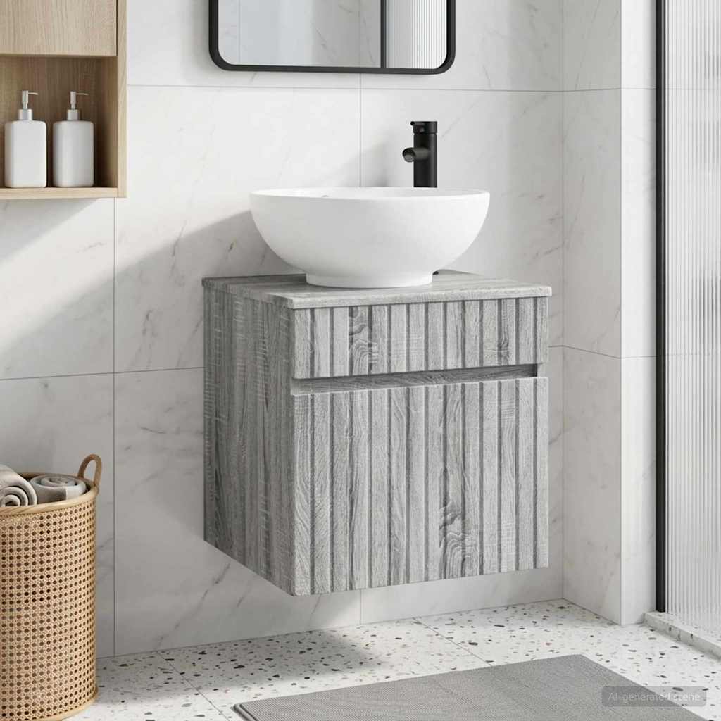 vidaXL Wall-mounted Sink Vanity Grey Sonoma 49 x 44.5 x 66.5 cm 1