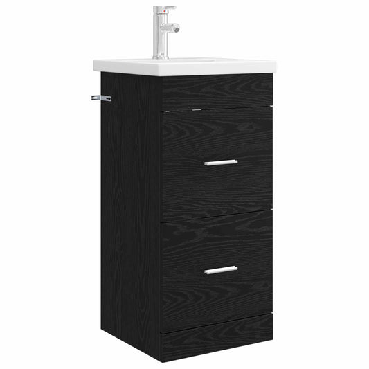 vidaXL Bathroom Vanity with Sink Black Oak 42 x 40 x 84.5 cm 2