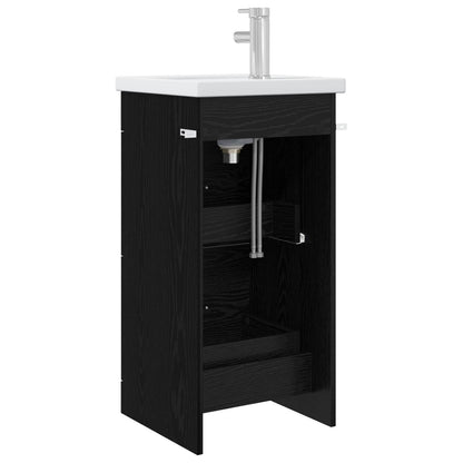 vidaXL Bathroom Vanity with Sink Black Oak 42 x 40 x 84.5 cm 5