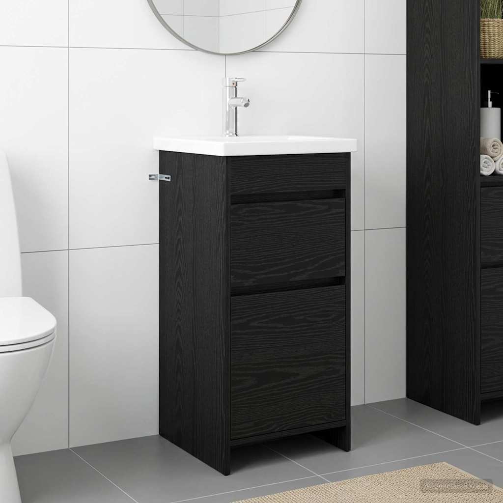 vidaXL Bathroom Vanity with Sink Black Oak 42 x 40 x 84.5 cm 1