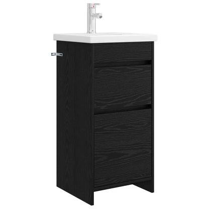 vidaXL Bathroom Vanity with Sink Black Oak 42 x 40 x 84.5 cm 2