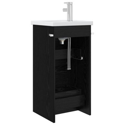 vidaXL Bathroom Vanity with Sink Black Oak 42 x 40 x 84.5 cm 5
