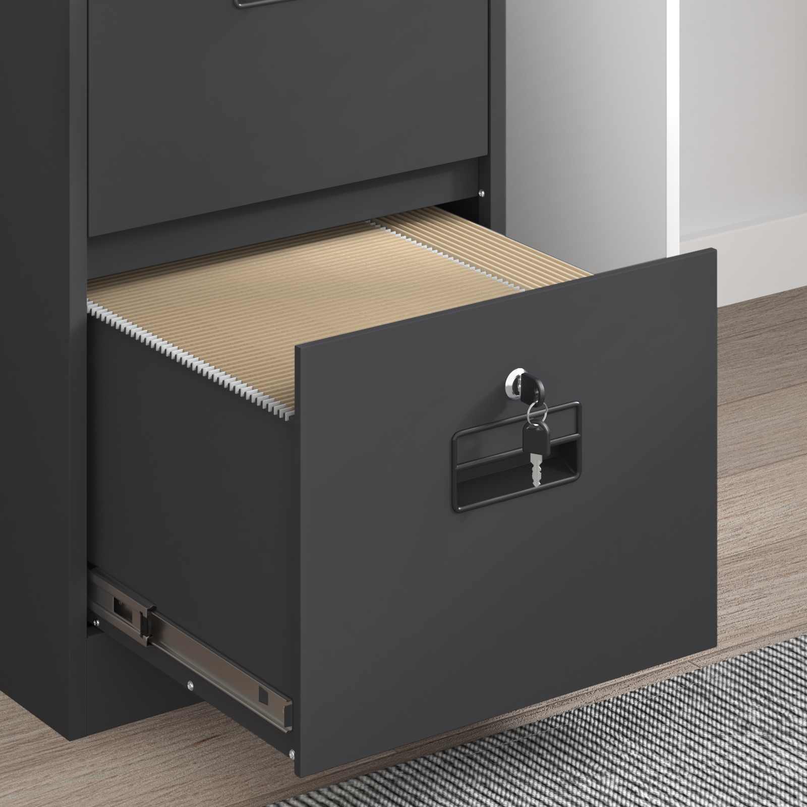 vidaXL File Cabinet Geometric Black 44 x 50 x 139 cm Cold-Rolled Steel 5