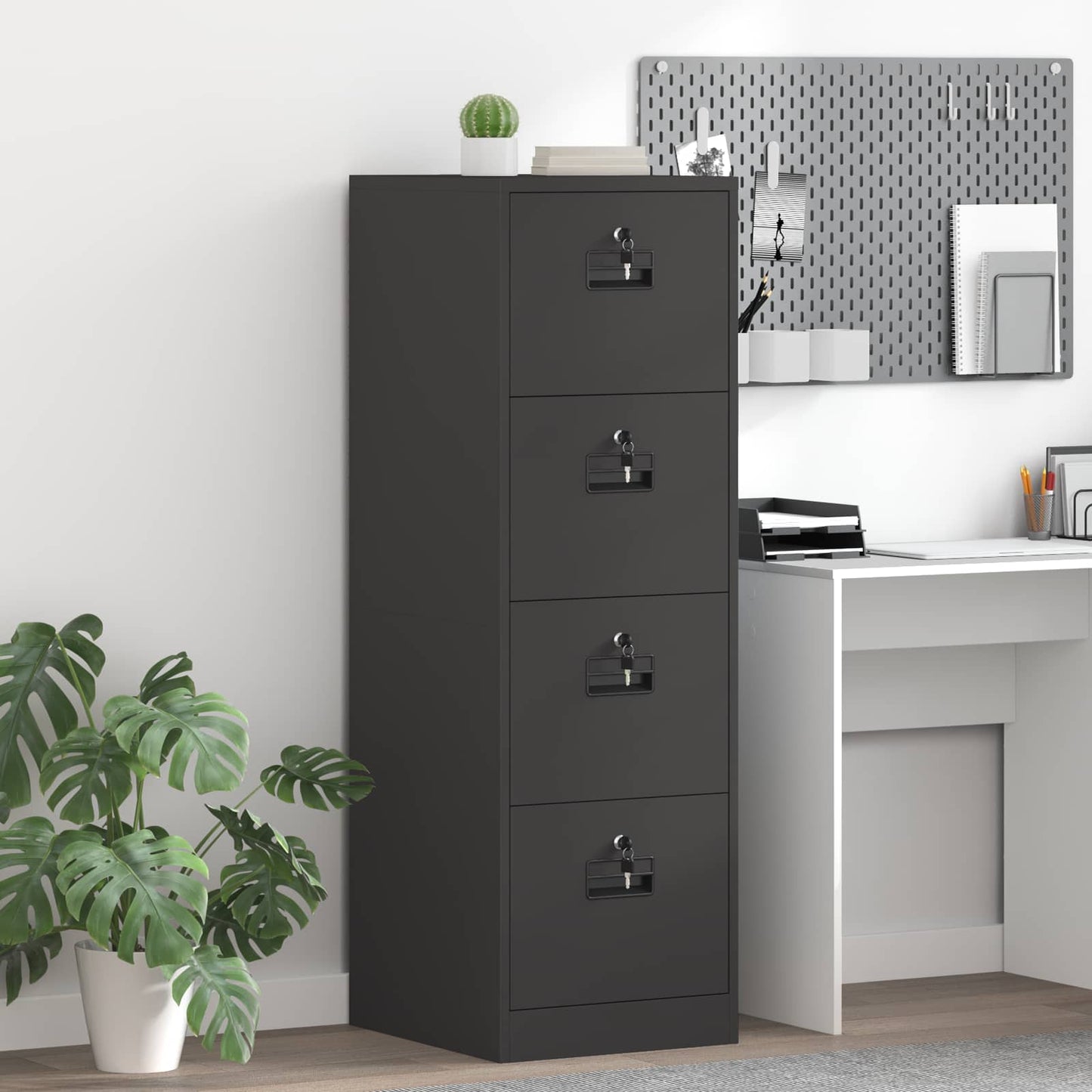 vidaXL File Cabinet Geometric Black 44 x 50 x 139 cm Cold-Rolled Steel 1