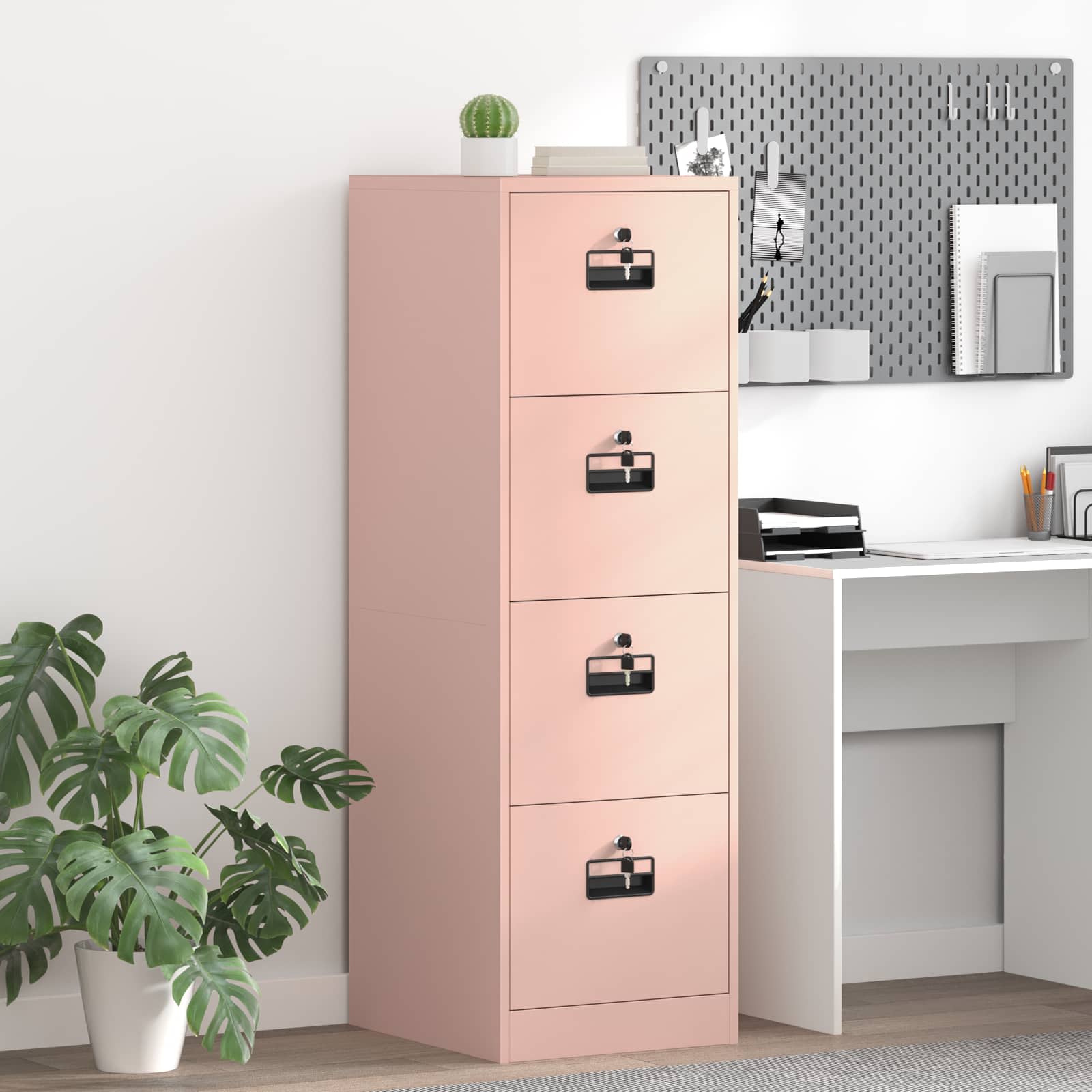 vidaXL File Cabinet Geometric Pink 44 x 50 x 139 cm Cold-Rolled Steel 1