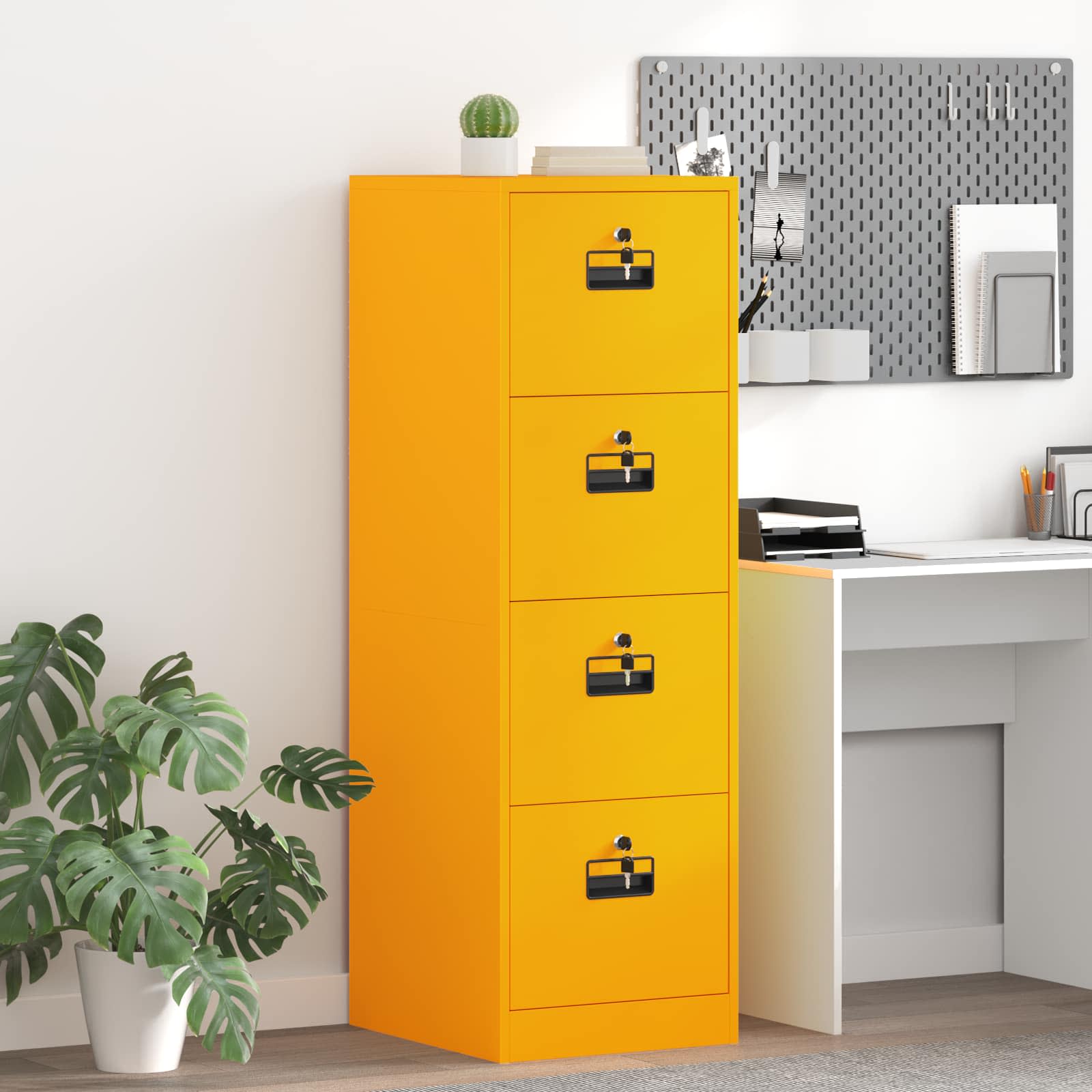 vidaXL File Cabinet Mustard Yellow 44 x 50 x 139 cm Cold-Rolled Steel 1
