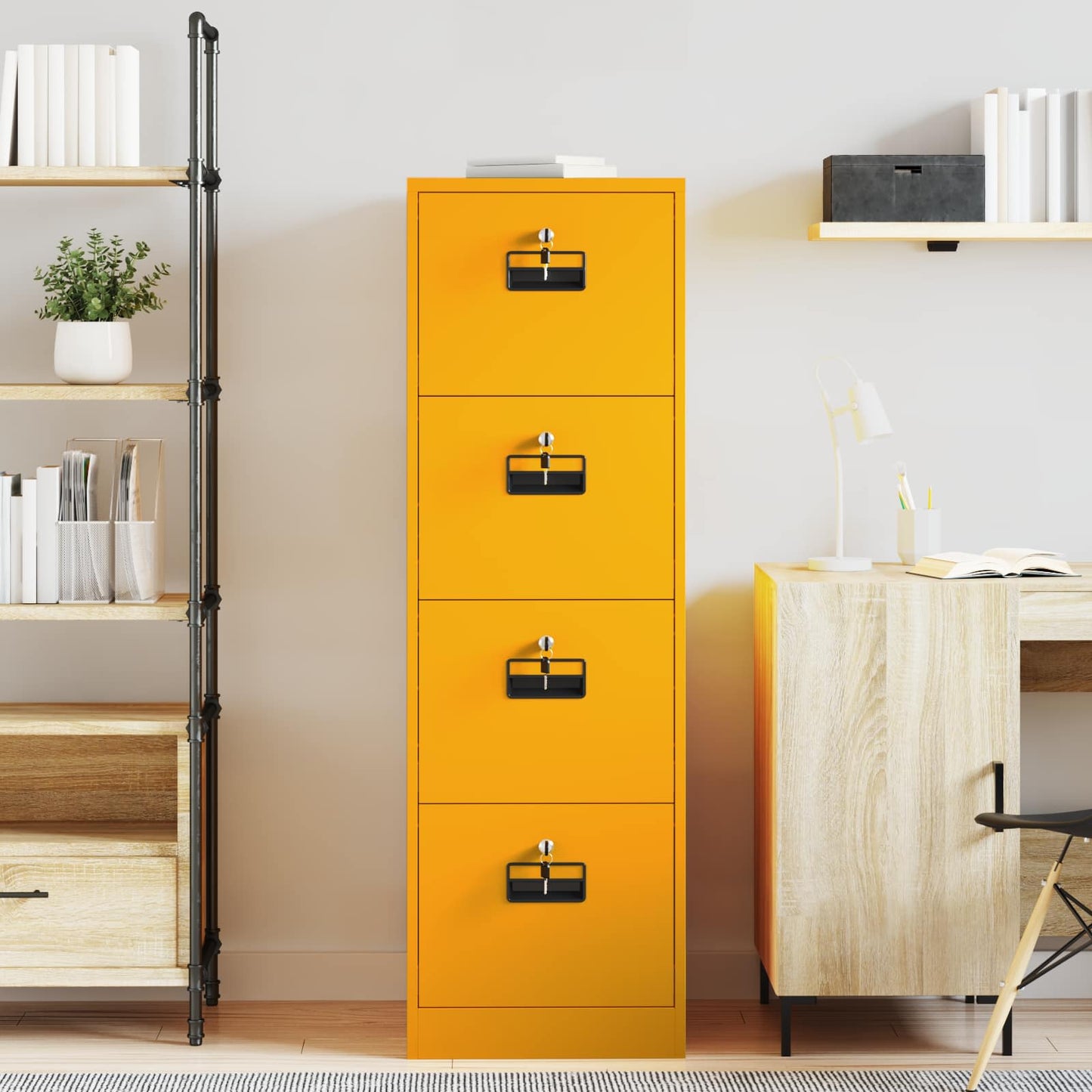 vidaXL File Cabinet Mustard Yellow 44 x 50 x 139 cm Cold-Rolled Steel 4