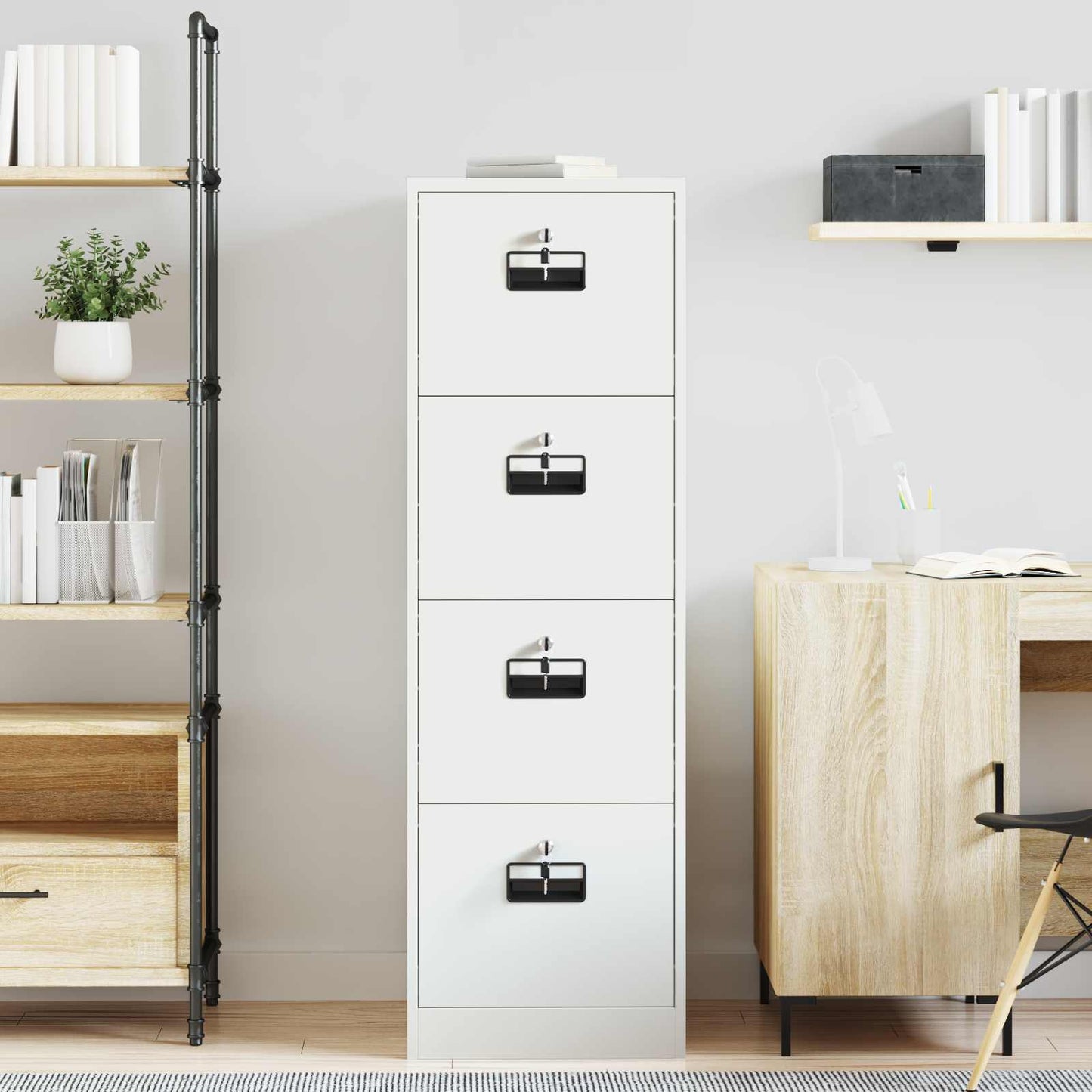 vidaXL File Cabinet Geometric White 44 x 50 x 139 cm Cold-Rolled Steel 4