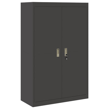 Storage Cabinet Steel Width 90 cm Black 140 cm
