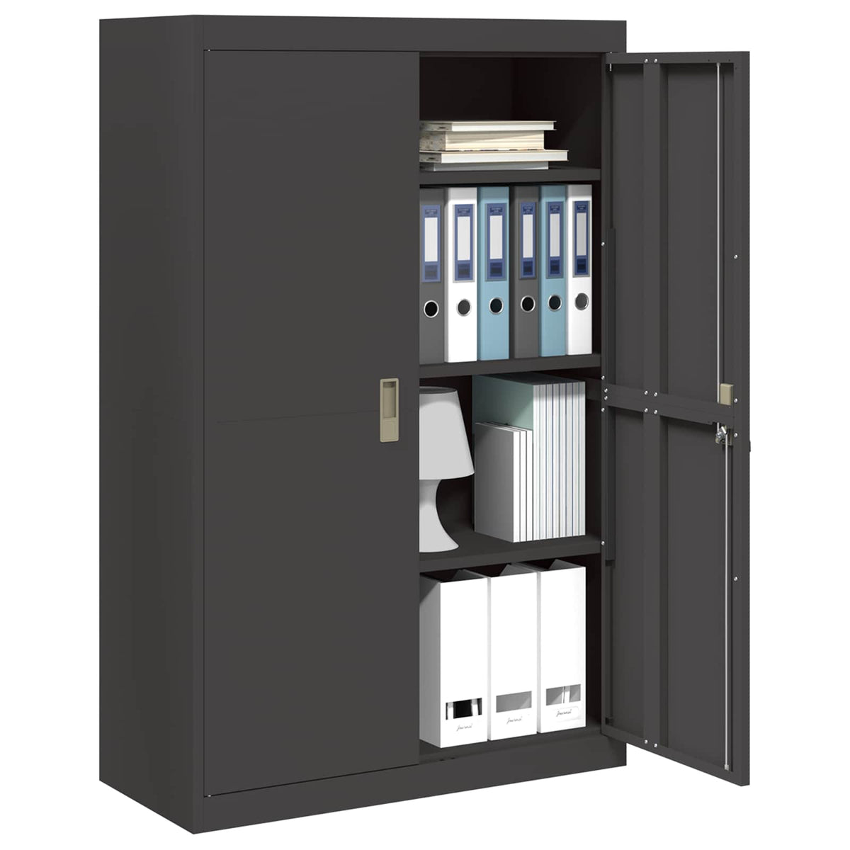 vidaXL Storage Cabinet Black 90 x 40 x 140 cm Steel 3