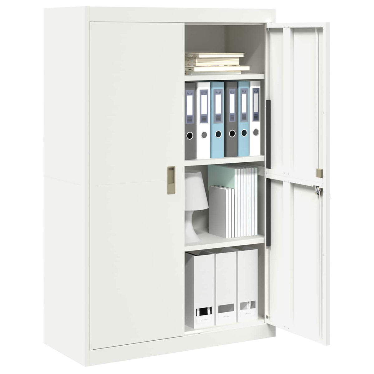Storage Cabinet Steel Width 90 cm White 140 cm