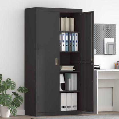 vidaXL Storage Cabinet Steel Width 90 cm Black