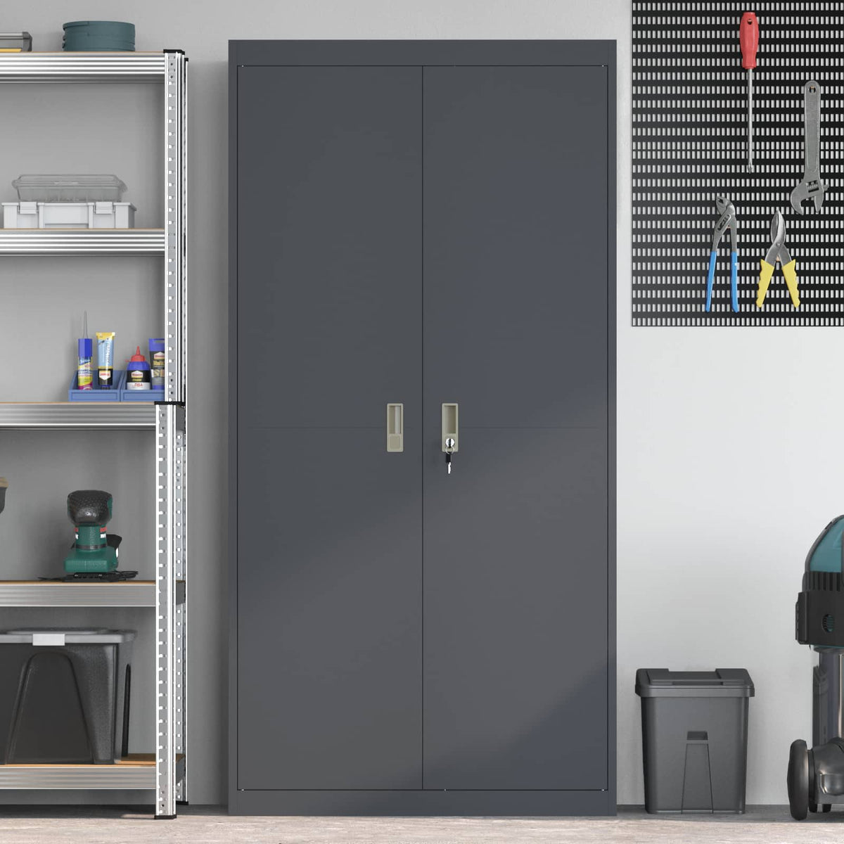 vidaXL Storage Cabinet Anthracite 90 x 40 x 180 cm Steel 4