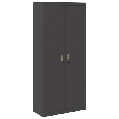 Storage Cabinet Steel Width 90 cm Black 200 cm