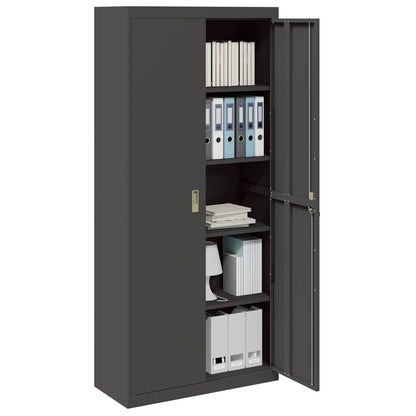 Storage Cabinet Steel Width 90 cm Black 200 cm