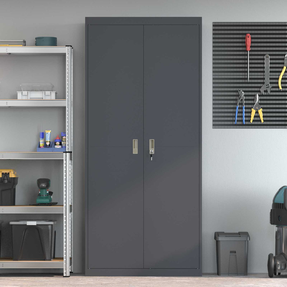 vidaXL Storage Cabinet Anthracite 90 x 40 x 200 cm Steel 4