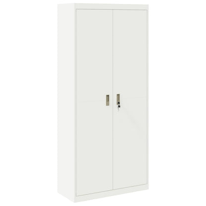 Storage Cabinet Steel Width 90 cm White 200 cm