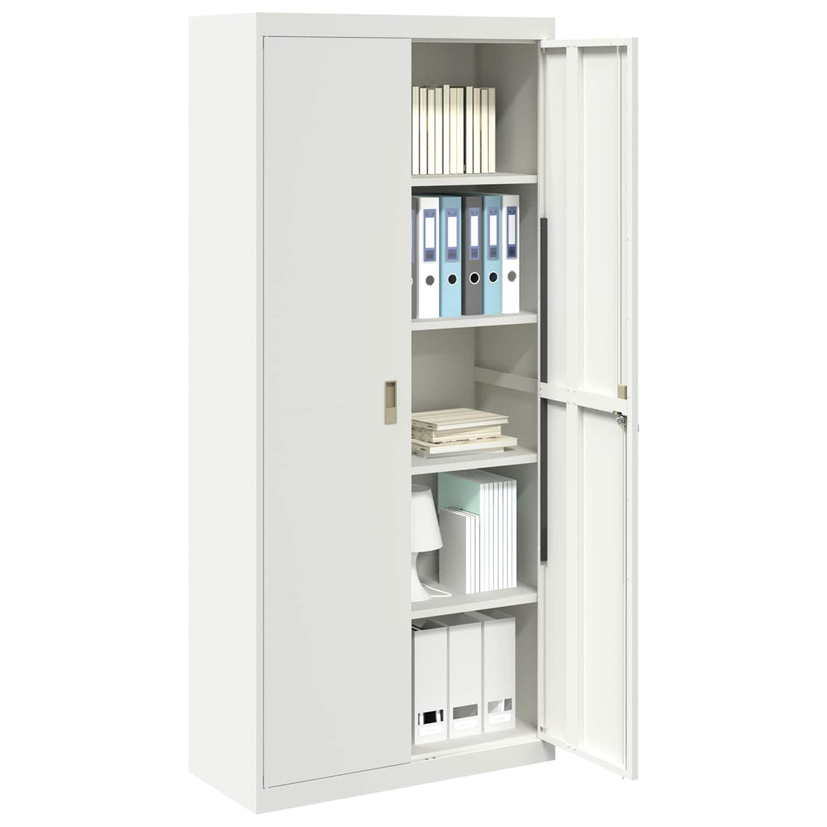 Storage Cabinet Steel Width 90 cm White 200 cm
