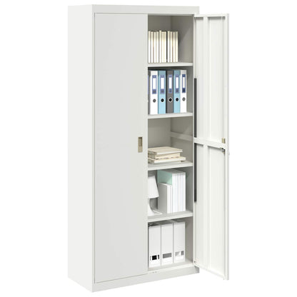 Storage Cabinet Steel Width 90 cm White 200 cm