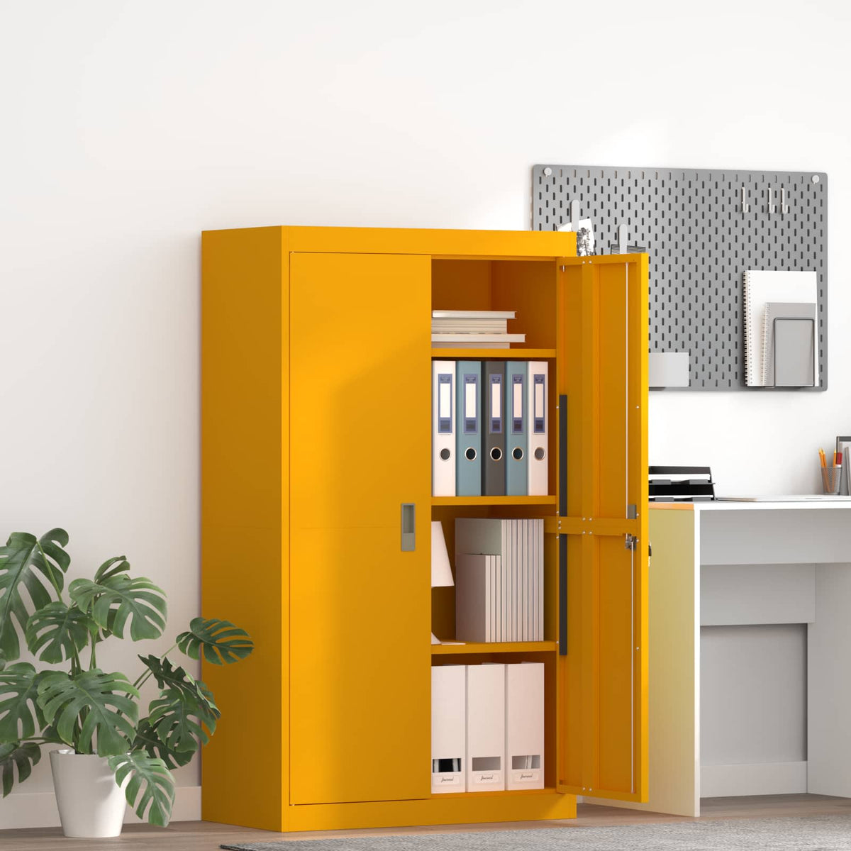vidaXL Storage Cabinet Steel Width 80 cm Mustard Yellow