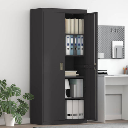 Storage Cabinet Steel Width 80 cm Black 180 cm