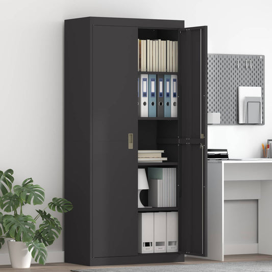 Storage Cabinet Steel Width 80 cm Black 180 cm