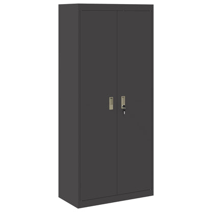 Storage Cabinet Steel Width 80 cm Black 180 cm