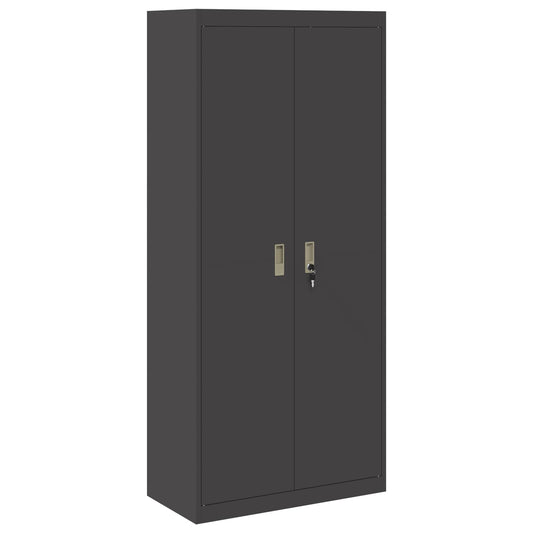 Storage Cabinet Steel Width 80 cm Black 180 cm
