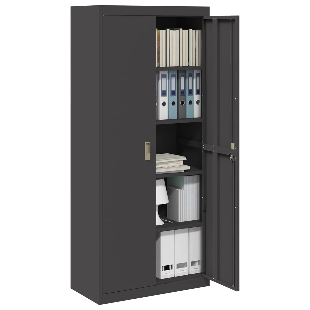 Storage Cabinet Steel Width 80 cm Black 180 cm
