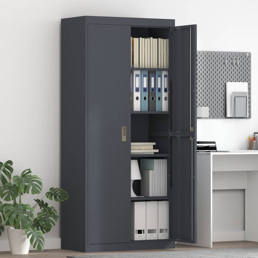 Storage Cabinet Steel Width 80 cm Anthracite 180 cm