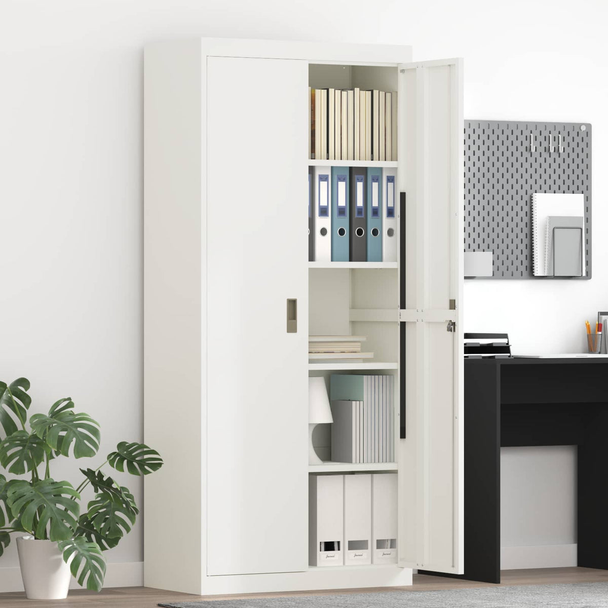 Storage Cabinet Steel Width 80 cm White 180 cm