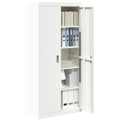 Storage Cabinet Steel Width 80 cm White 180 cm