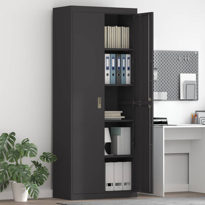 Storage Cabinet Steel Width 80 cm Black 200 cm