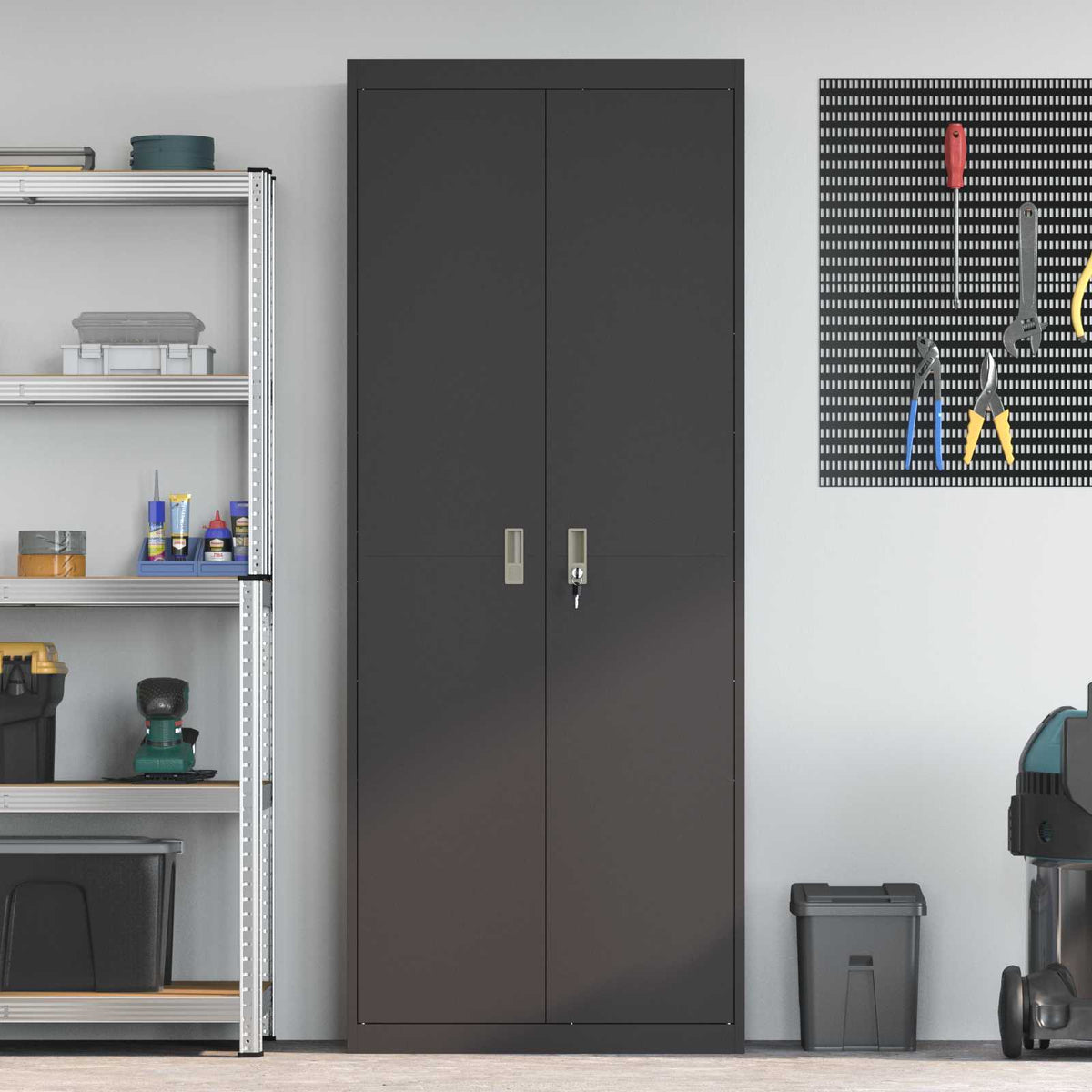 vidaXL Storage Cabinet Black 80 x 40 x200 cm Steel 4