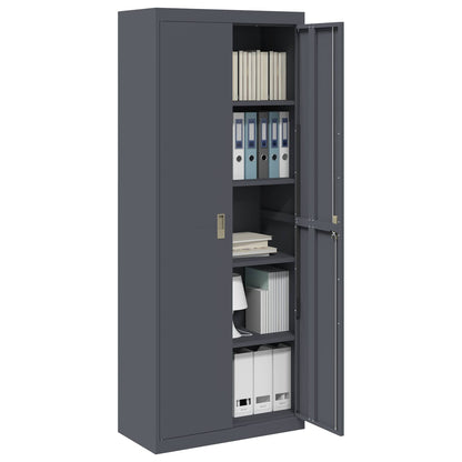 Storage Cabinet Steel Width 80 cm Anthracite 200 cm