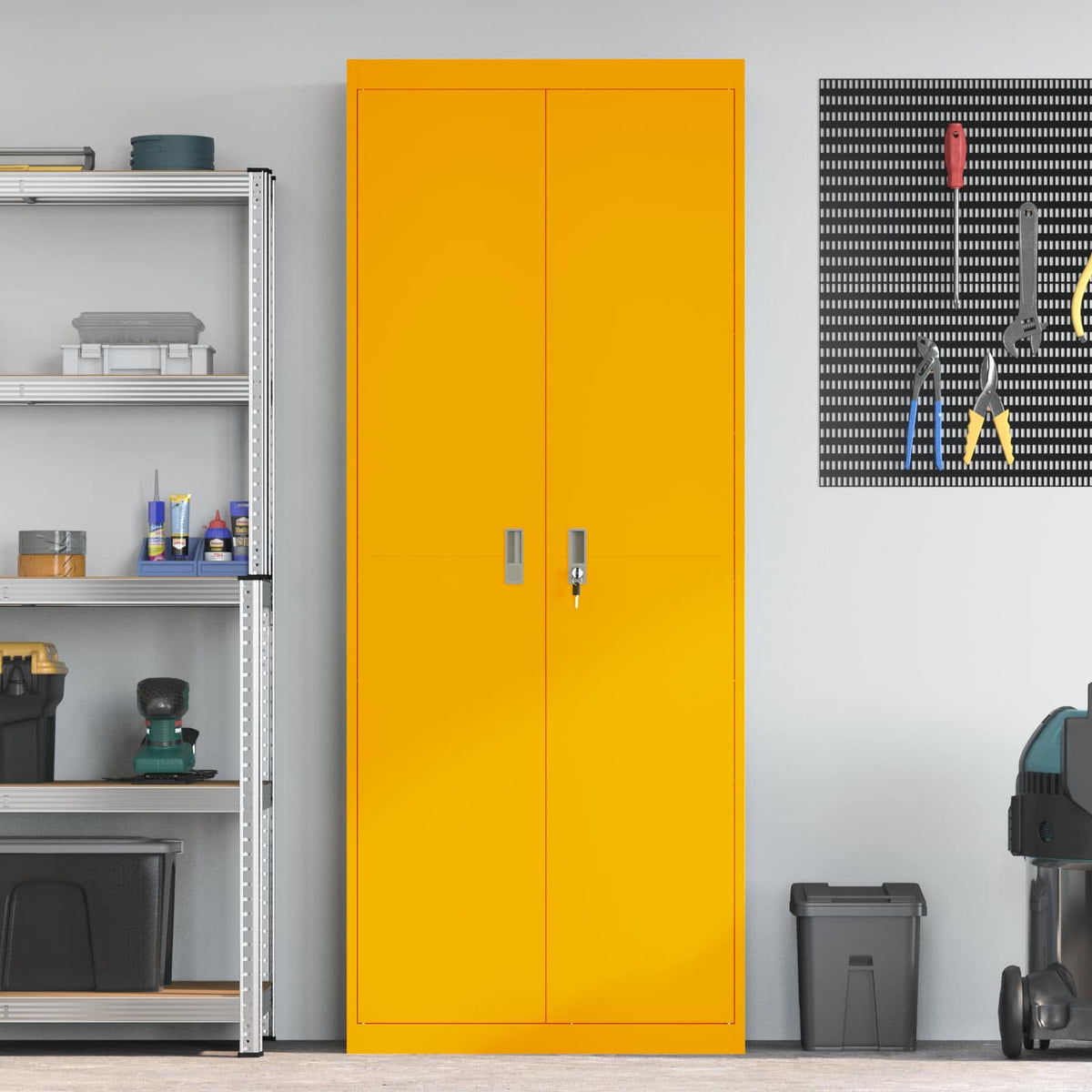 vidaXL Storage Cabinet Mustard Yellow 80 x 40 x200 cm Steel 4