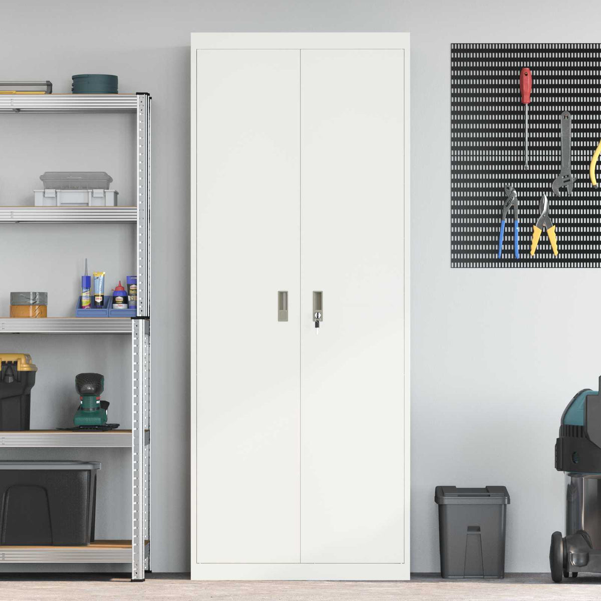 vidaXL Storage Cabinet White 80 x 40 x200 cm Steel 4