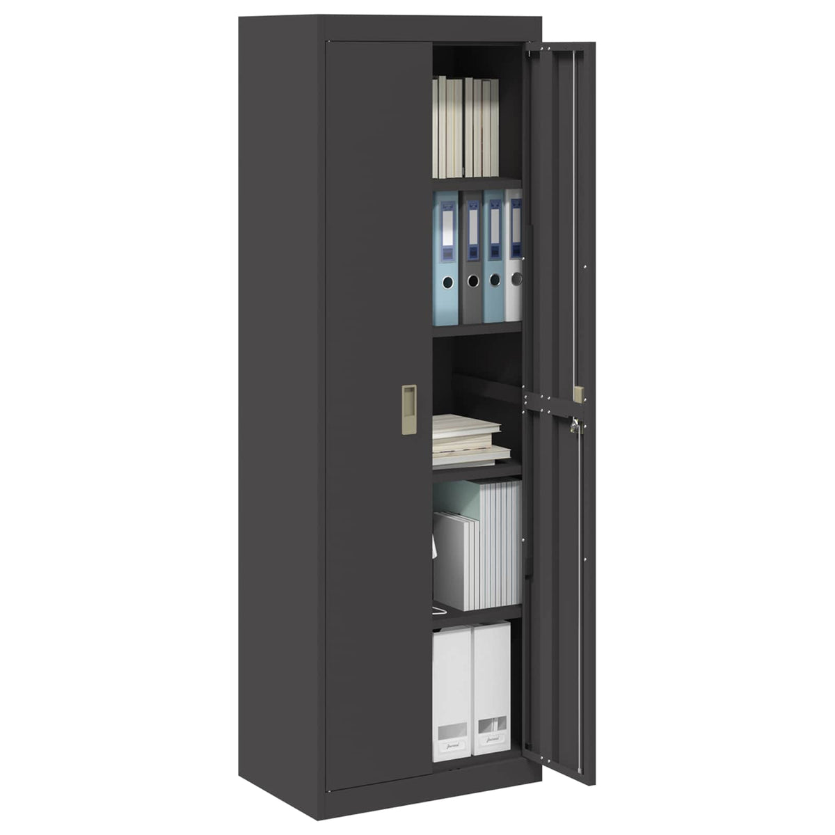 Storage Cabinet Steel Width 60 cm Black 180 cm