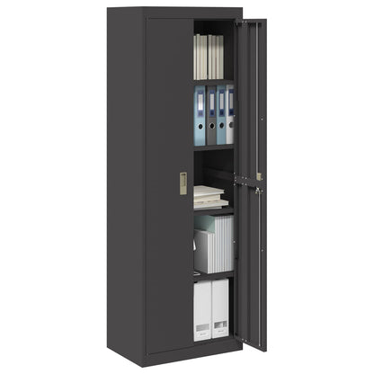 Storage Cabinet Steel Width 60 cm Black 180 cm