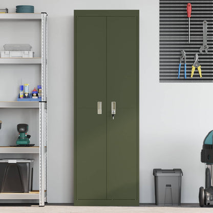 Storage Cabinet Steel Width 60 cm Olive Green 180 cm