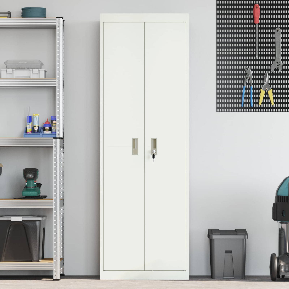 vidaXL Storage Cabinet White 60 x 40 x180 cm Steel 4