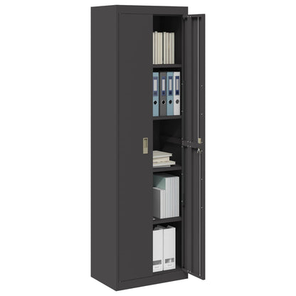 Storage Cabinet Steel Width 60 cm Black 200 cm
