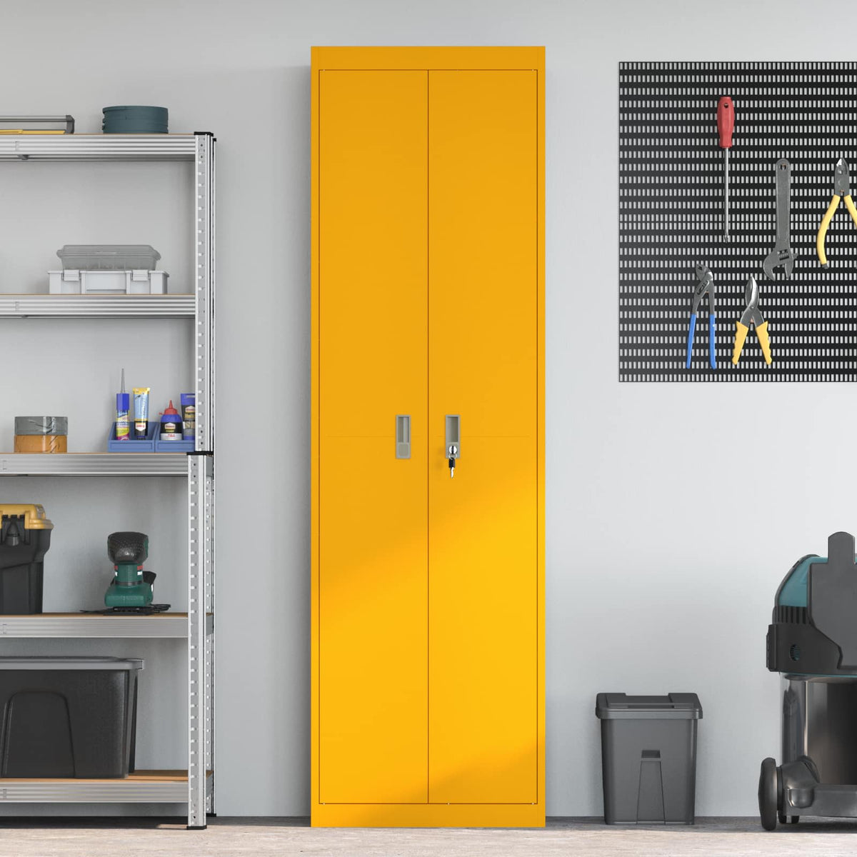 Storage Cabinet Steel Width 60 cm Mustard Yellow 200 cm