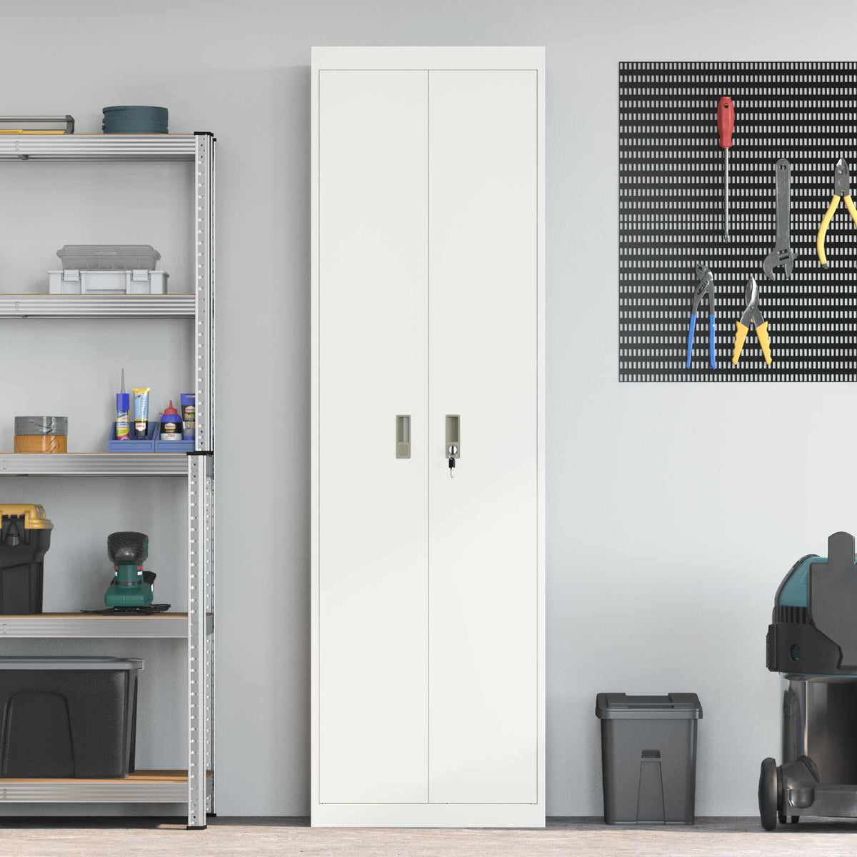 vidaXL Storage Cabinet White 60 x 40 x200 cm Steel 4