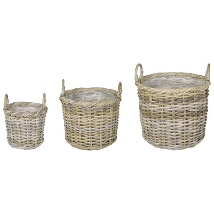 Planter Basket GENDT 3 pcs Natural Kubu Rattan Grey