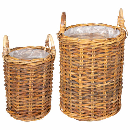 Planter Basket GENDT 2 pcs Natural Kubu Rattan Brown