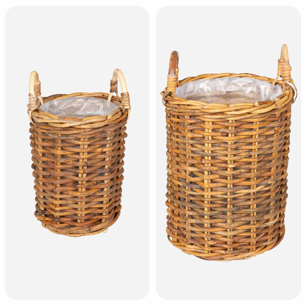 Planter Basket GENDT 2 pcs Natural Kubu Rattan Brown